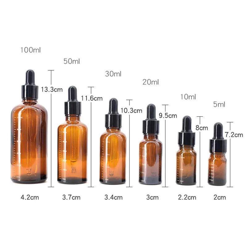 Dropper Bottles with Scale 5ml-100ml Reagent Eye Drop Amber Glass