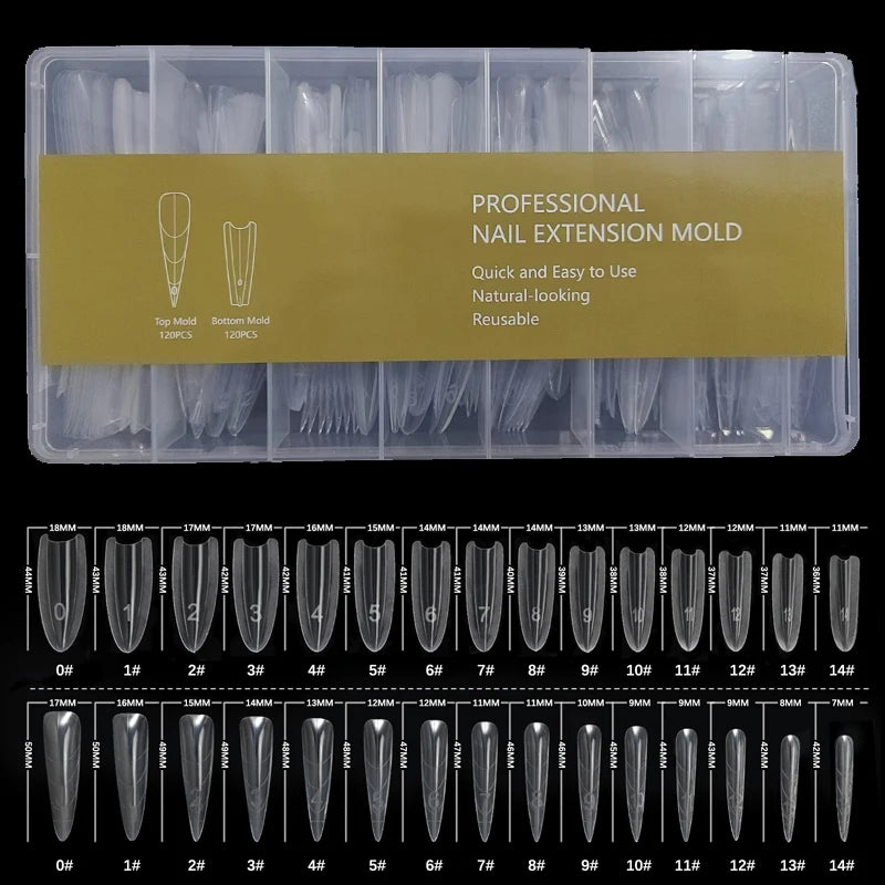 240PCS Sandwich Dual Nail Form Coffin Almond Nail Forms 15Size