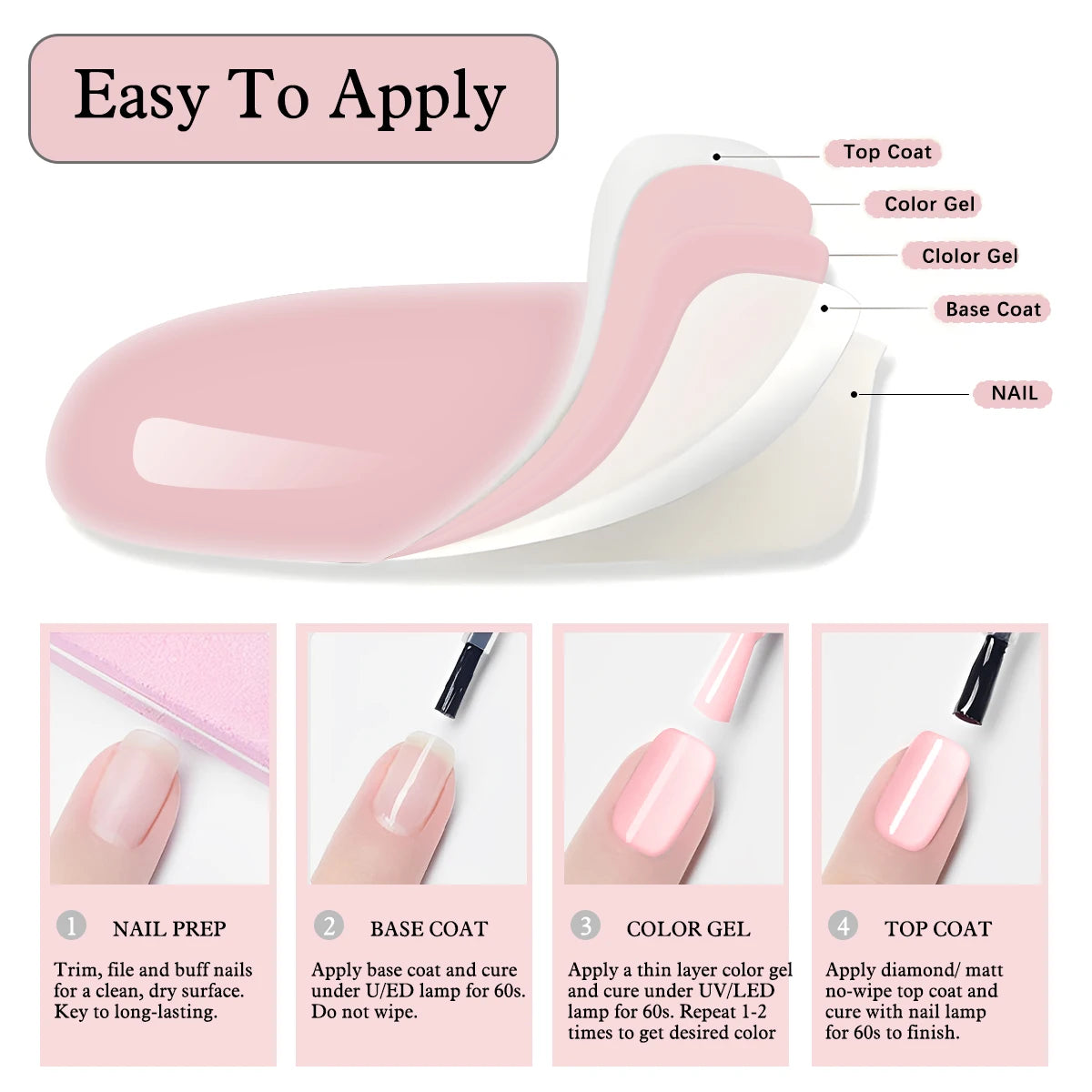 Hassleless 15ml New Trendy Water Ice Pink + White Gel Nail Polish Set,