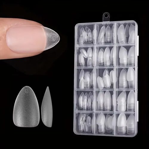Box of 330 Short Almond Nail Tips - Upgraded Matte Gel Nail Stickers,