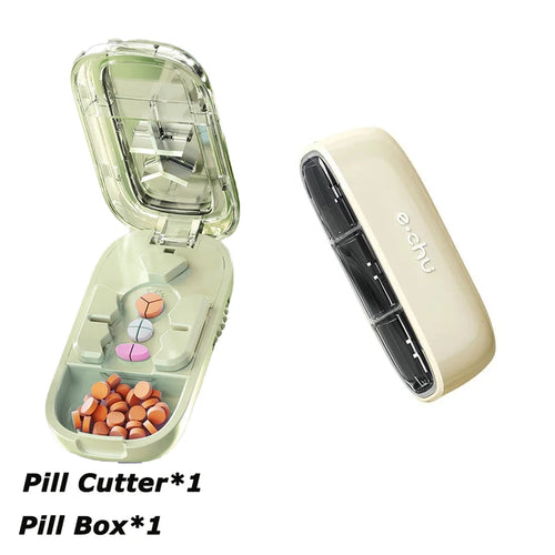 1/2 and 1/3 Adjustable Pill Cutter Storage Box Portable Drug Tablet