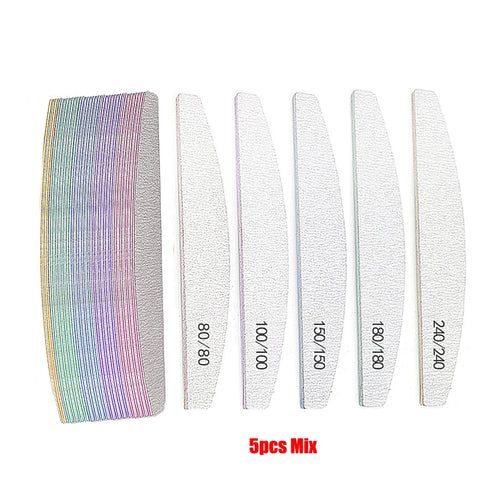 5/25Pcs/Lot Nail File Mix Color 80/100/150/180/240 Grit Professional