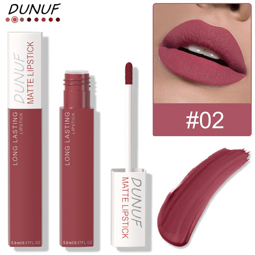 Long-Lasting Lip Gloss 1pcs: Matte Lipstick Non-Stick Cup Waterproof