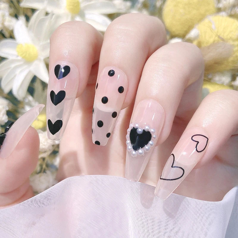 3 Sheets Hearts Nail Stickers Self Adhesive Heart Nail Decals for