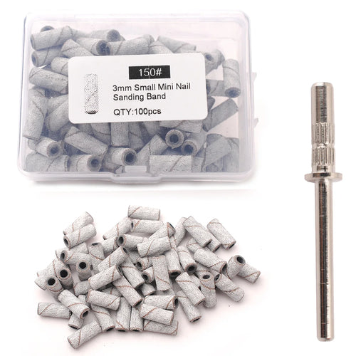 100pcs 3.1mm Mini Sanding Bands Kits Nail Drill Bits Mandrel Sets