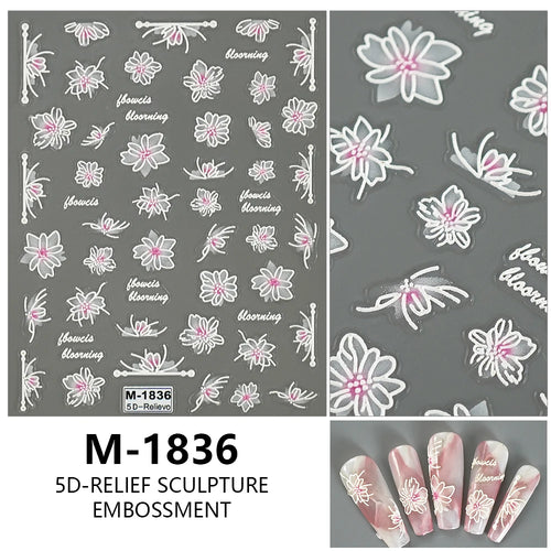 5D Nail Art Stickers Love Hearts Stars French Nail Art Design
