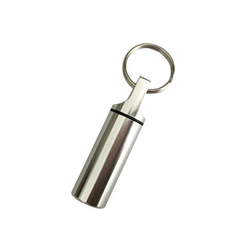1pcs Waterproof Aluminum Pill Box Keychain Carabiner Medicine Case