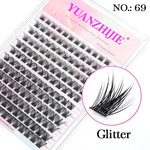 DIY 144 Cluster Lashes YUANZHIJIE free ship Segmented Beam Natural C/D