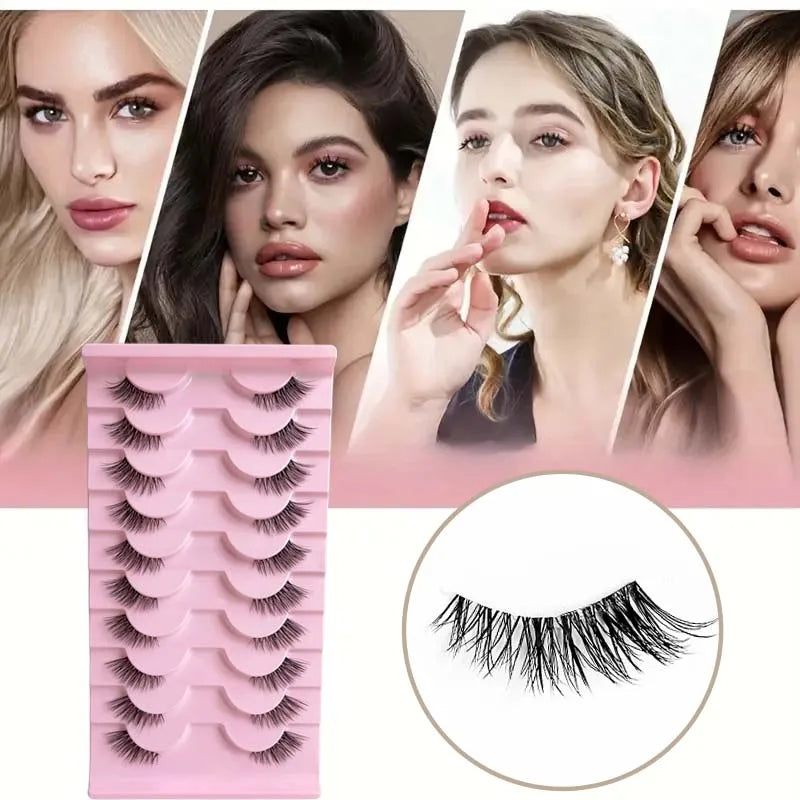 Half eyelashes, natural appearance 10 pairs of thick cat eyelashes