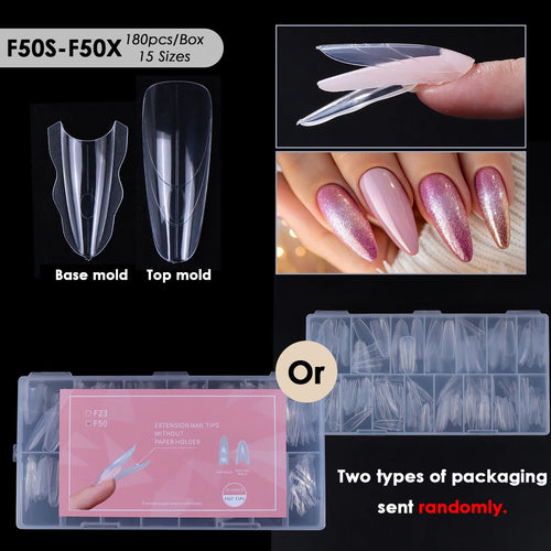 180pcs New Sandwich Nail Extension Mold Interlayer Dual Nail Forms