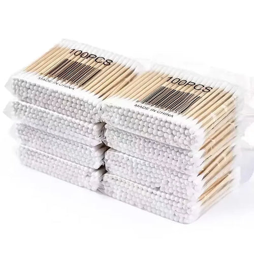 Wholesale 100Pcs Cotton Swab Wooden Cotton Sticks Double-Tipped Cotton