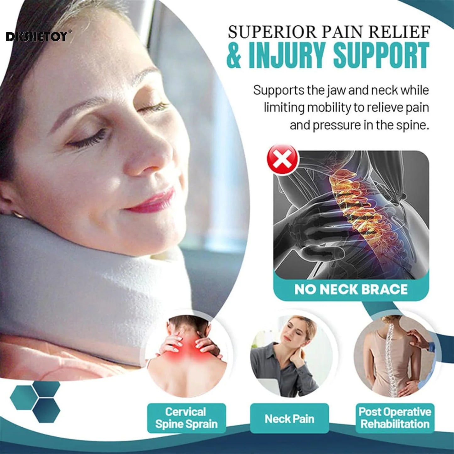 Soft Foam Neck Brace Support Adjustable Braces with Replacement Cover