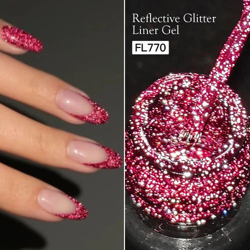 FOUR LILY 5ml Reflective Glitter Liner Nail Gel Polish Gold Silver Red