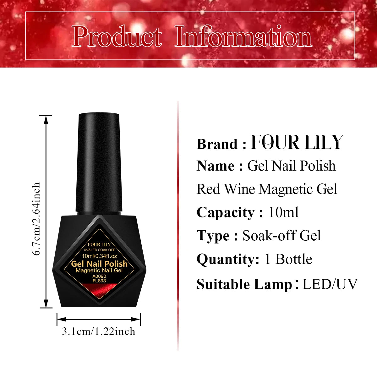 10ml Red Wine Magnetic Nai Gel Polish DIY Manicure Nail Art Varnish