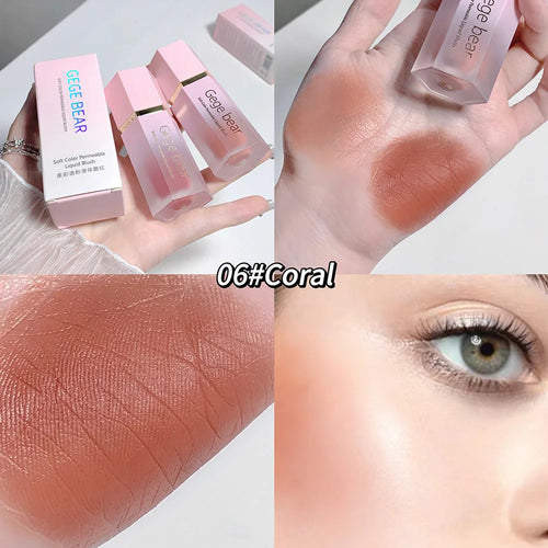 Gege Bear Liquid Blush Cream 6 Colors Smooth Velvet Matte Pink Blusher