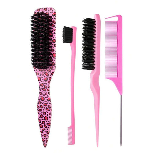 Boar Bristle Slick Back Hair Brush for Sleek Ponytail Bun & Smoothing