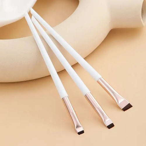 3-Piece Eyeliner & Eyebrow Brushes Set - Ultra-Fine & Flat Tips for