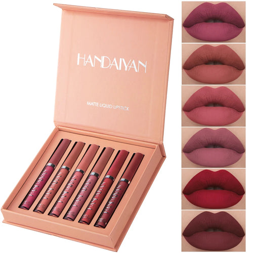 6Pcs Matte Liquid Lipstick Makeup Set, Matte Liquid Long-Lasting Wear