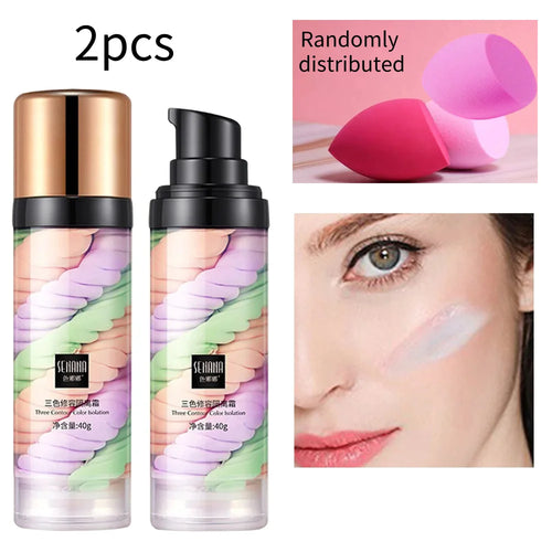 Three color press release cream concealer isolate makeup facial base