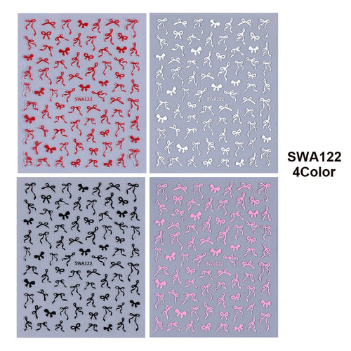 4/8pcs Bowknot Ribbon Nail Stickers Mini Kawaii Lace Bow Tie Design