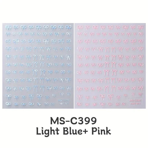 1/2pcs Black White Pink Mini Bowknot Design Nail Art Sticker Self