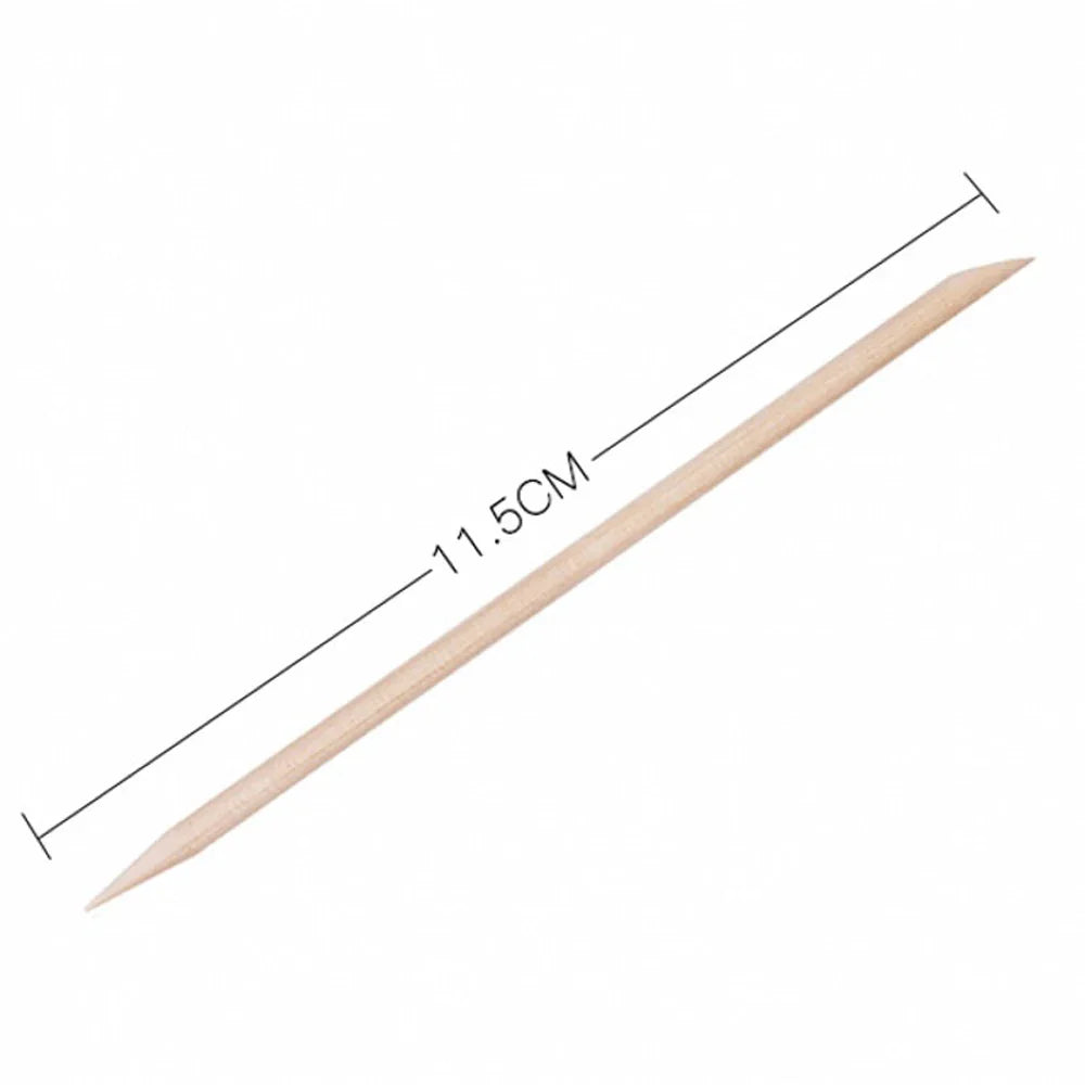 100PCS Nail Art Orange Wood Sticks Cuticle Pusher Remover
