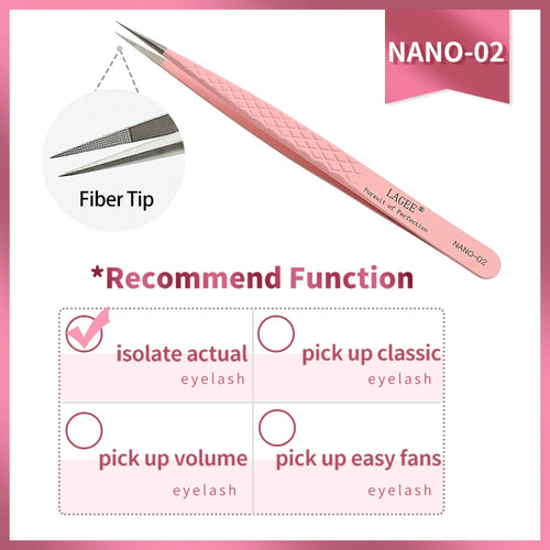 LAGEE Fiber Tip Eyelash Extension Tweezer Volume Isolation Precise