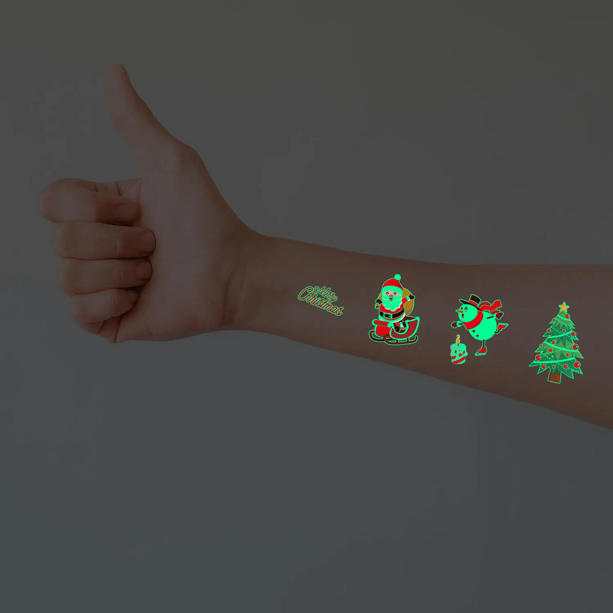 10 Sheets Christmas Luminous Tattoo Stickers,Cartoon Snowman Christmas