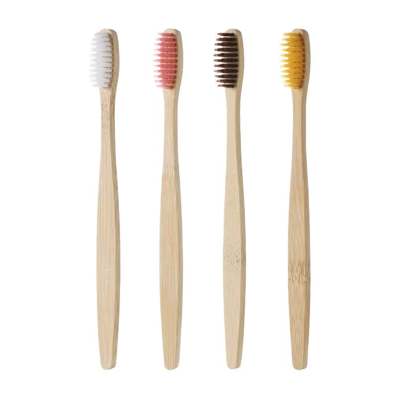 Single Cowhide Wrapped Bamboo Toothbrush Set Natural and