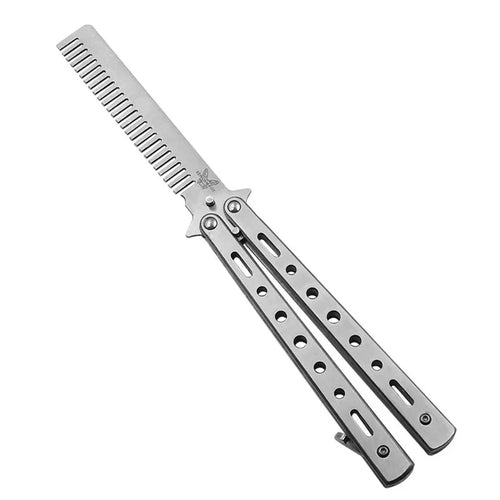 Foldable Comb Stainless Steel Practice Training Butterfly Knife Comb