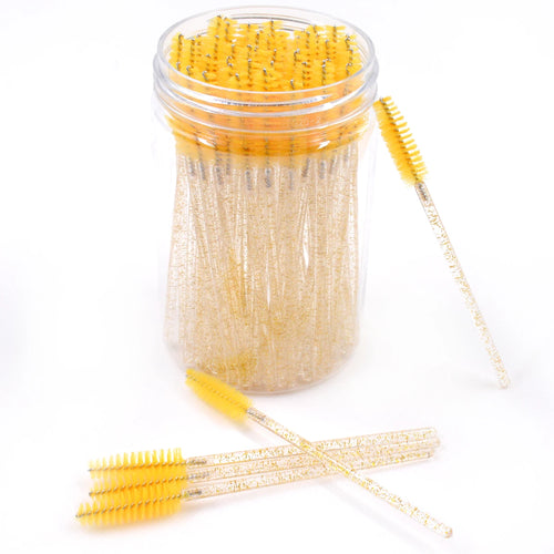 50Pcs/Bottle Eyelash Extension Brushes With Container Eyebrow Eye