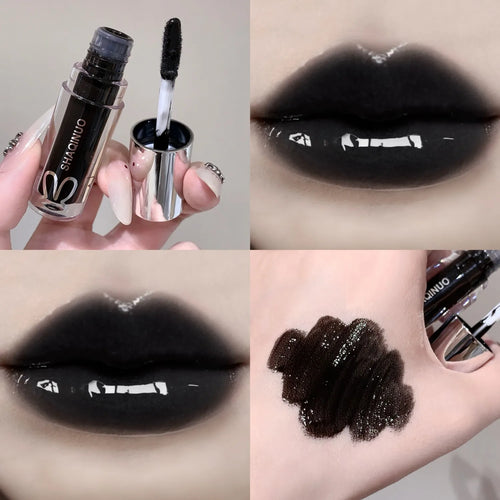 SHAQINUO Water Light Mirror Lip Gloss Lasting Moisturizing Cool Black