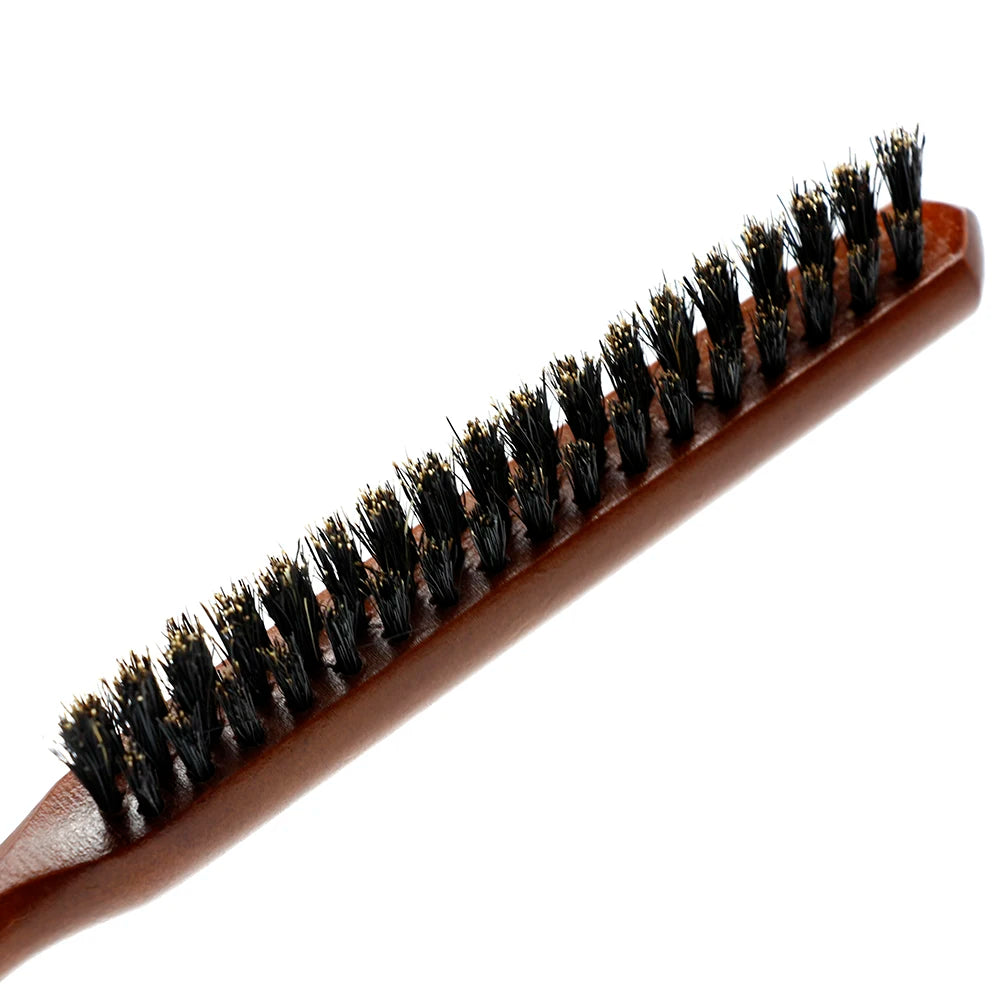 Natural Boar Bristle Hair Fluffy Comb Wood Handle Hair Brush