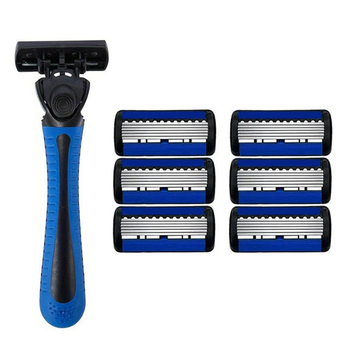 6-layer razor blade, men's stainless steel blade, classic water washed