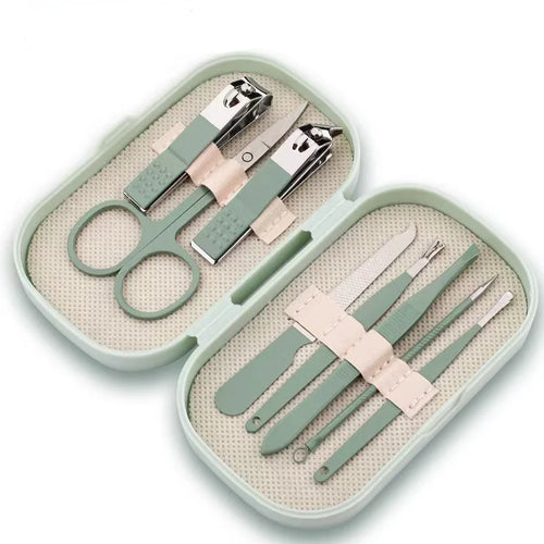 14 Piece Deluxe Manicure & Pedicure Set Pink And Blue Stainless Steel