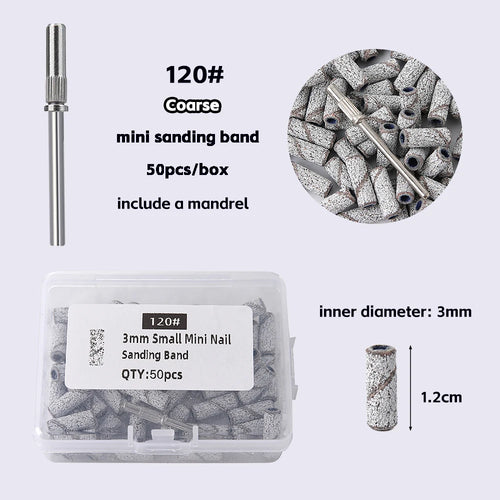 3mm Nail Sanding Bands-80/120/180/240 Grit Mini Nail Drill Bit