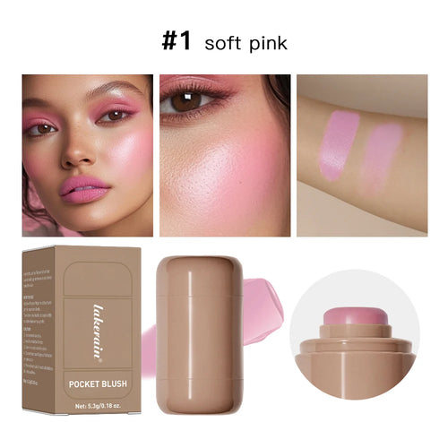 3-in-1Blush Stick Lasting Brightens Facial Cheek Stick Moisturizing