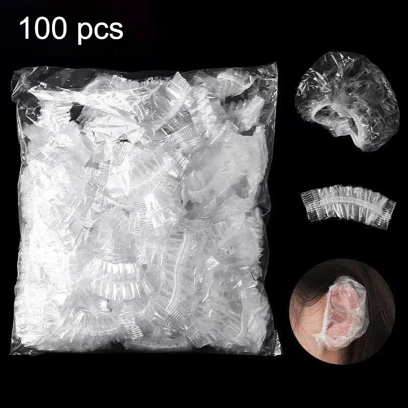 100PCS Disposable Hair Earmuff Dye Transparent Elastic Shower Hair Dye