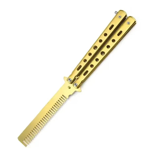 Foldable Comb Stainless Steel Practice Training Butterfly Knife Comb