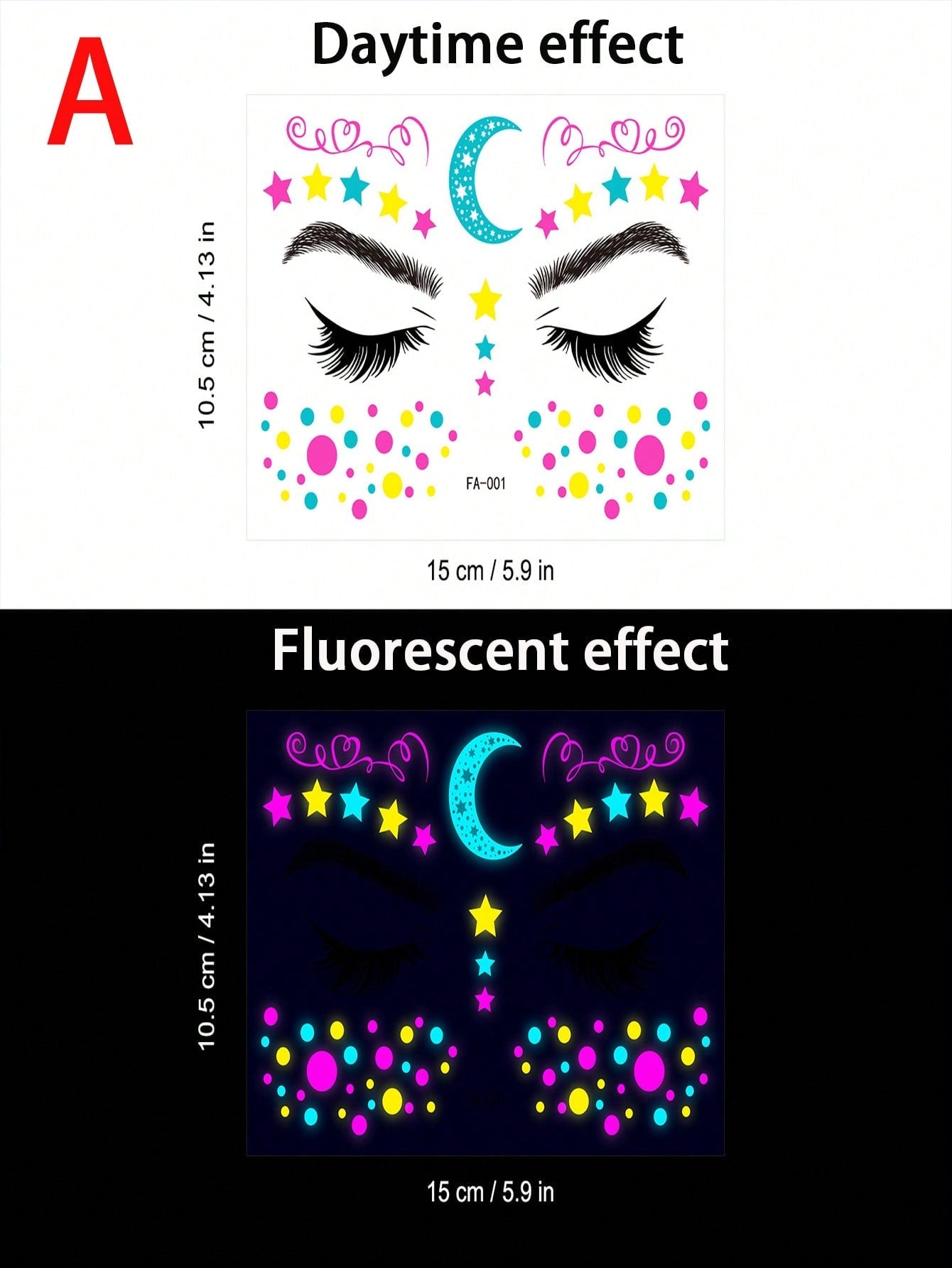 1pc Neon Uv Reactive Body Sticker, Perfect For Makeup, Rave, Or Club Party Decorations