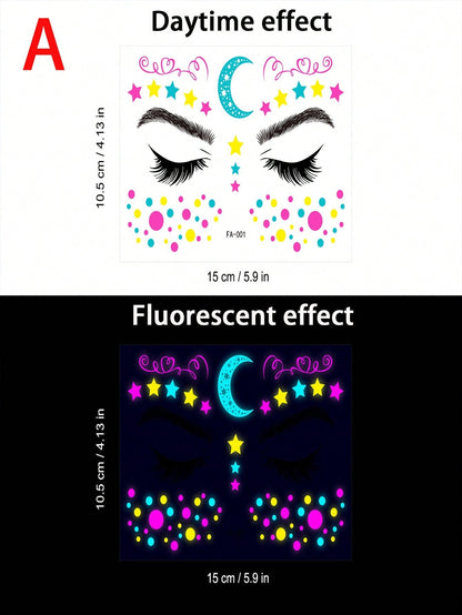 1pc Neon Uv Reactive Body Sticker, Perfect For Makeup, Rave, Or Club Party Decorations
