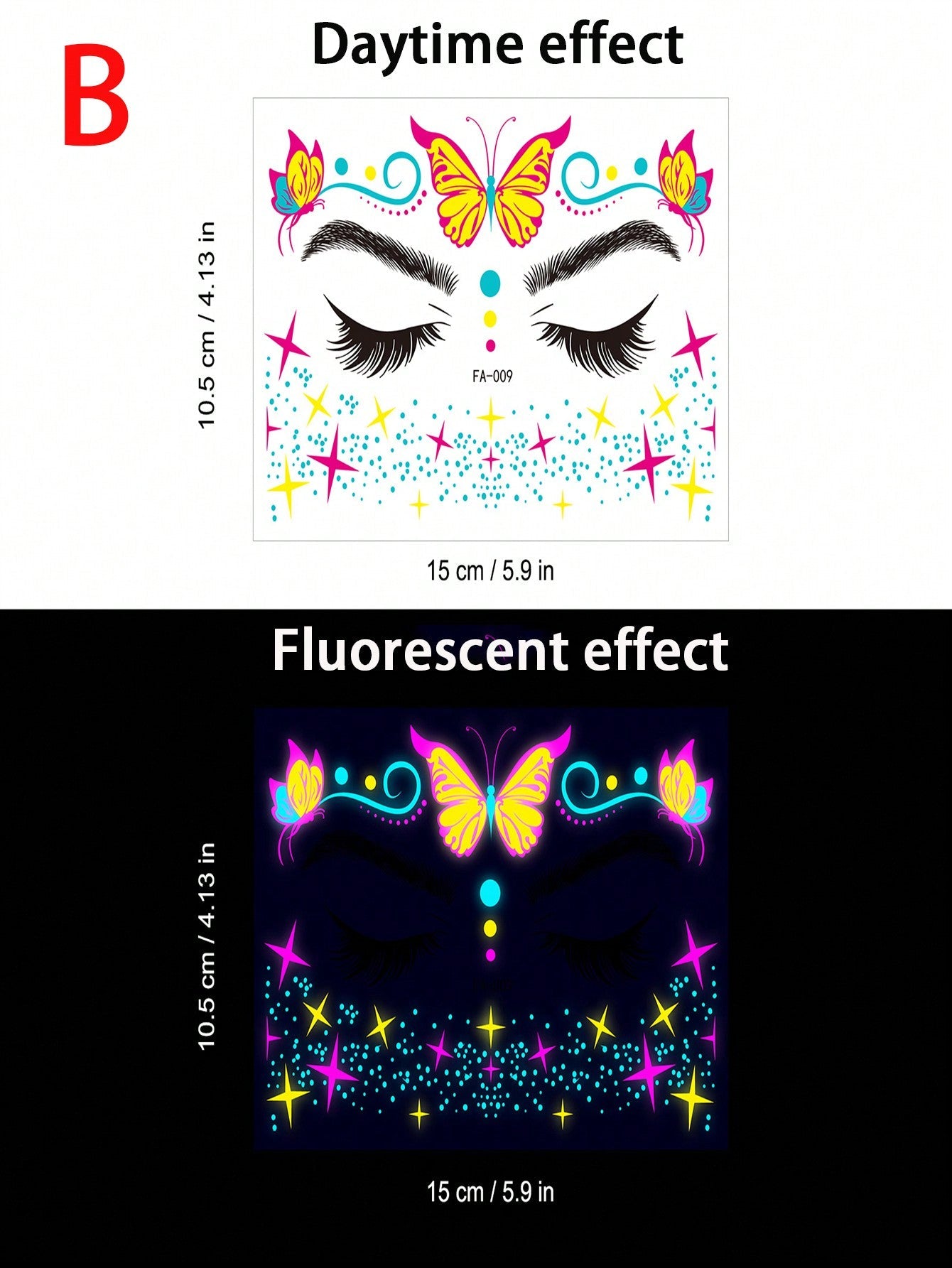 1pc Neon Uv Reactive Body Sticker, Perfect For Makeup, Rave, Or Club Party Decorations