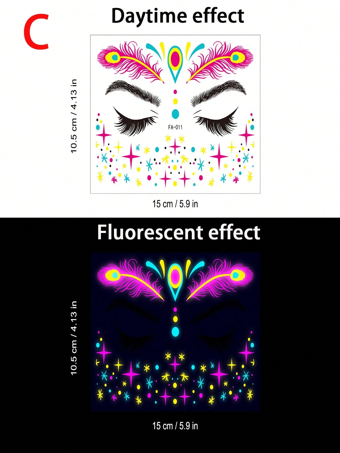 1pc Neon Uv Reactive Body Sticker, Perfect For Makeup, Rave, Or Club Party Decorations