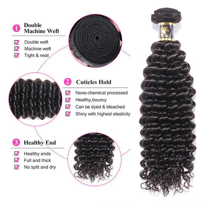 1 Bundle Deal Deep Wave Virgin Hair 100% Unprocessed Human Hair Weave Worldwide