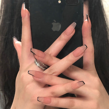 Naked Black French Nails