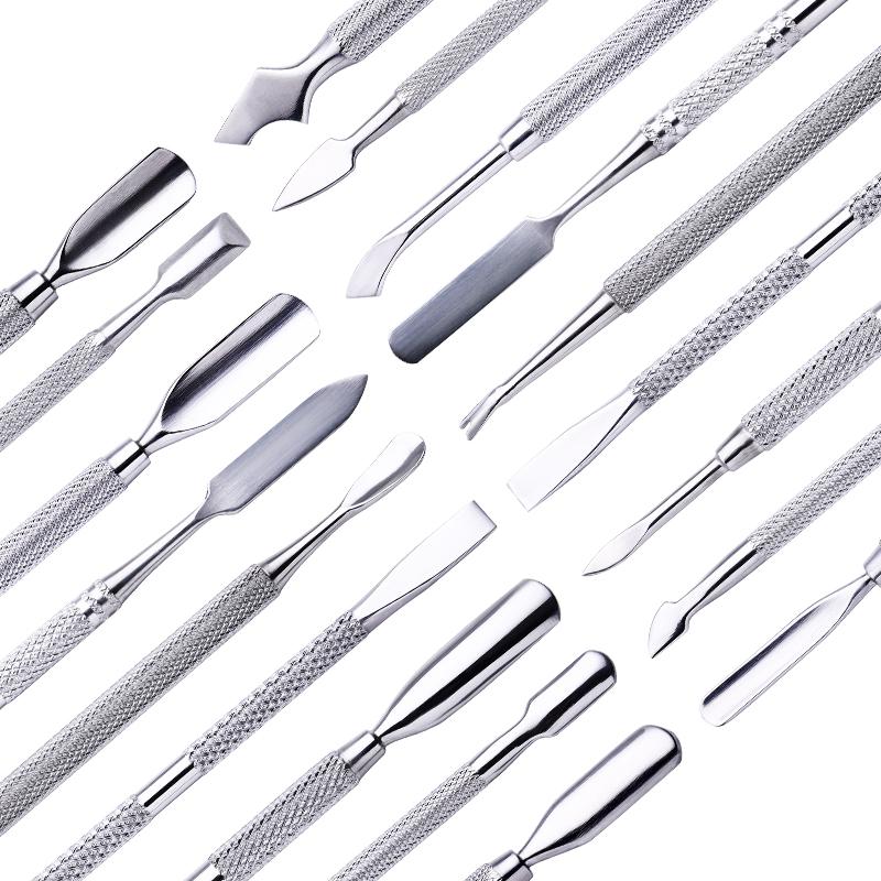 1pcs Double-ended Stainless Steel Cuticle Pusher Dead Skin Push