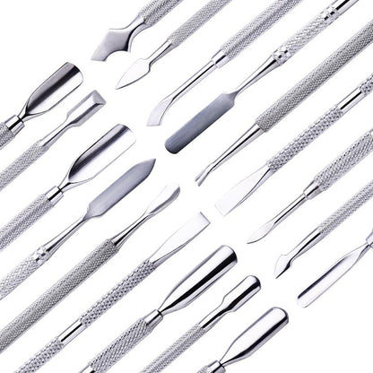 1pcs Double-ended Stainless Steel Cuticle Pusher Dead Skin Push
