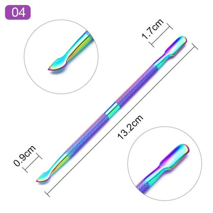 1pcs Double-ended Stainless Steel Cuticle Pusher Dead Skin Push