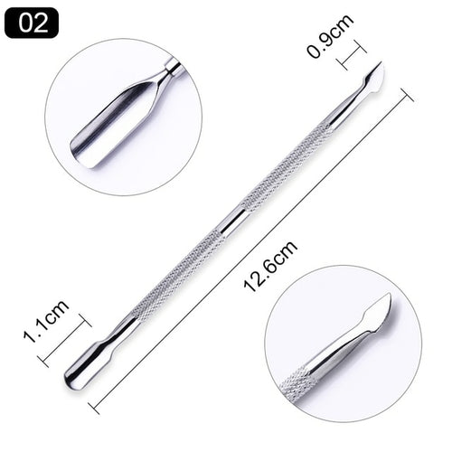 1pcs Double-ended Stainless Steel Cuticle Pusher Dead Skin Push