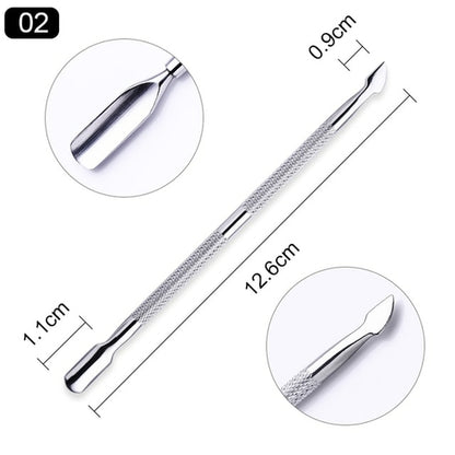 1pcs Double-ended Stainless Steel Cuticle Pusher Dead Skin Push
